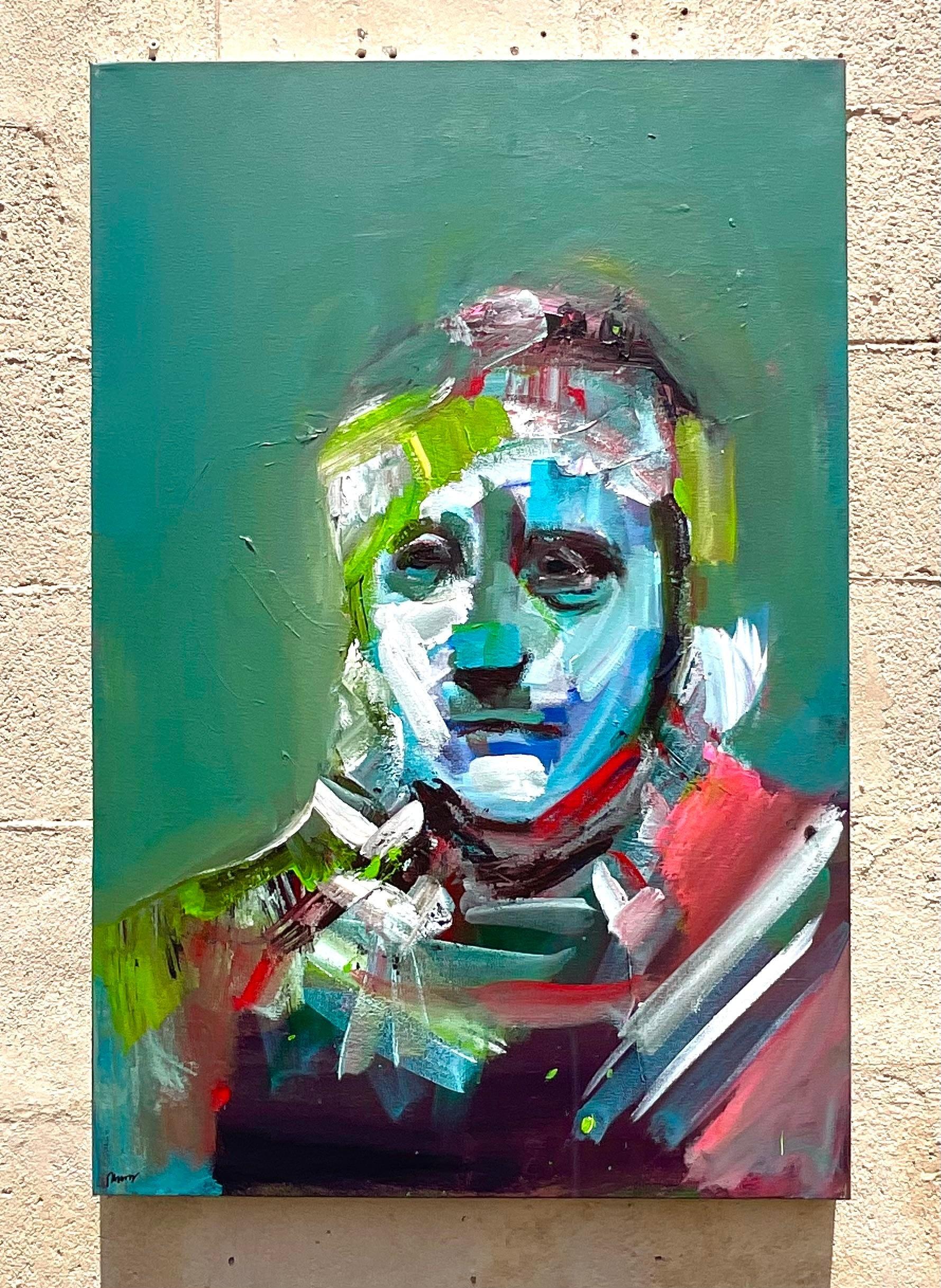 Contemporary Original Abstract Figural Portrait on Canvas For Sale 1