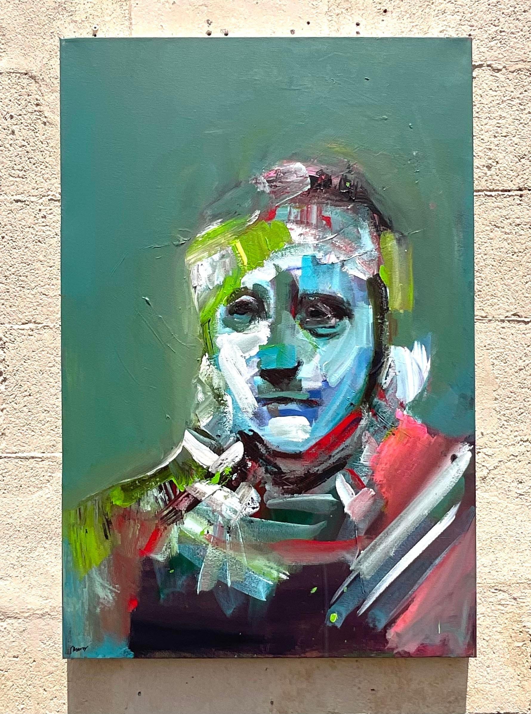 Contemporary Original Abstract Figural Portrait auf Leinwand im Angebot 1