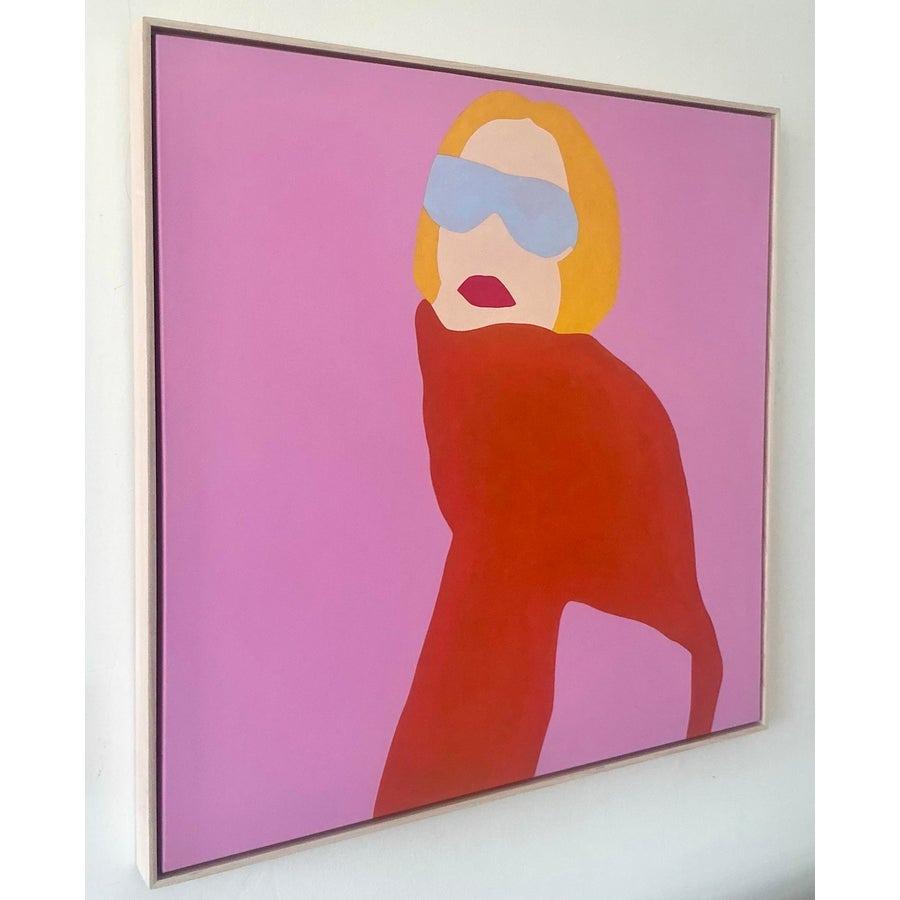Pintura acrílica figurativa contemporánea original Op Art sobre lienzo en Bueno Estado en west palm beach, FL
