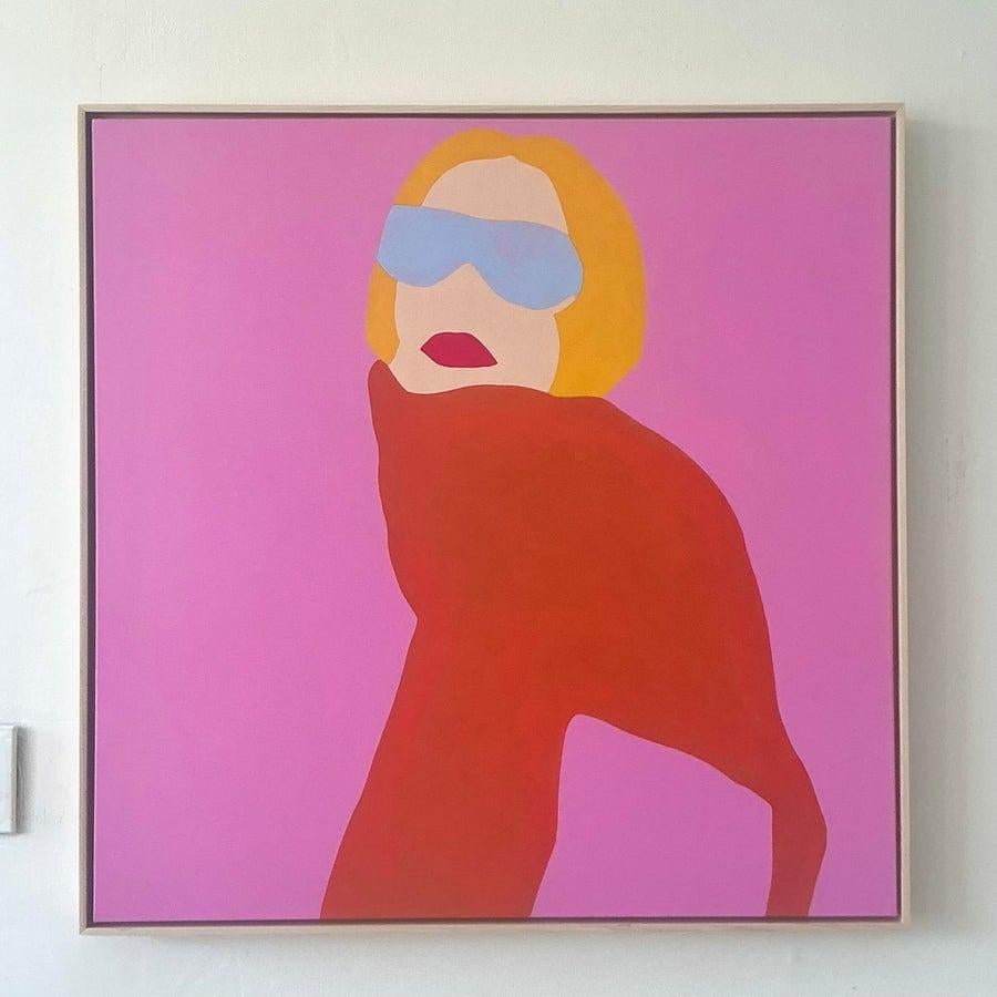 Pintura acrílica figurativa contemporánea original Op Art sobre lienzo 2