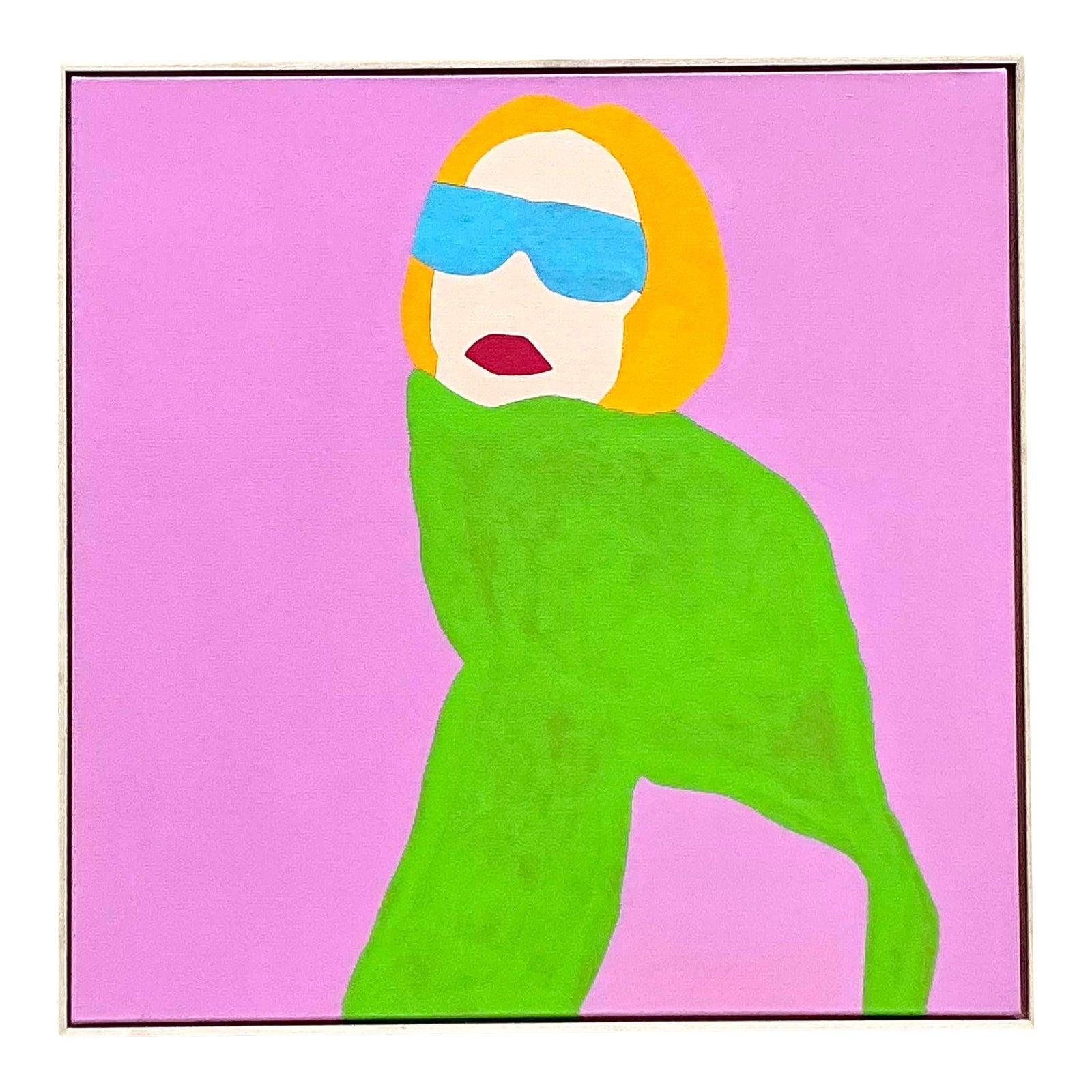Pintura acrílica figurativa contemporánea original Op Art sobre lienzo en venta 2