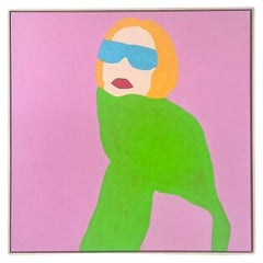 Pintura acrílica figurativa contemporánea original Op Art sobre lienzo