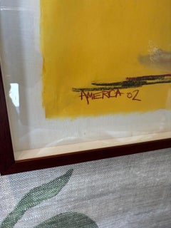 Contemporary Original Pastel & Ink Painting "Woman in Yellow by America Martin