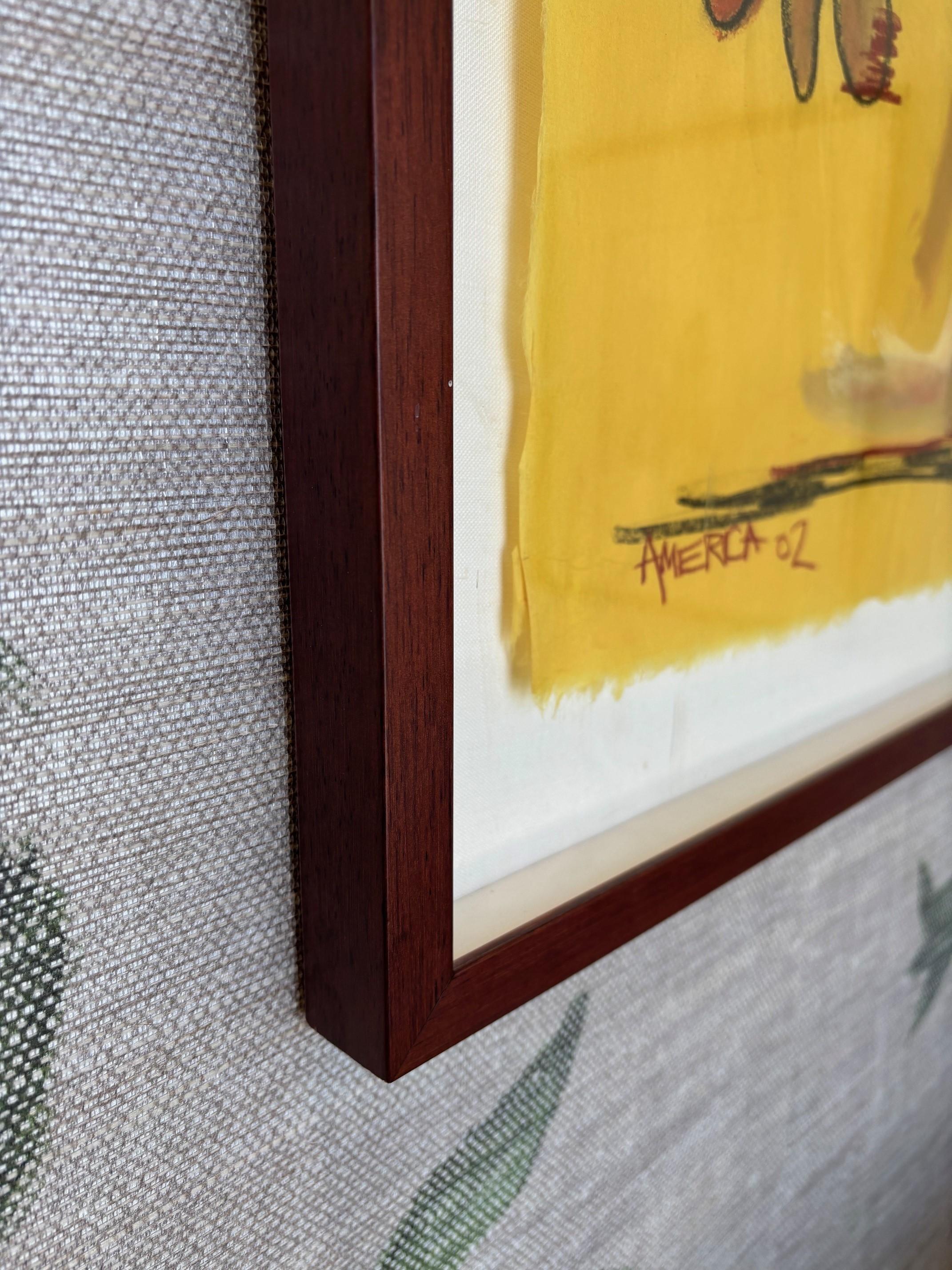 Peinture contemporaine originale au pastel et à l'encre 