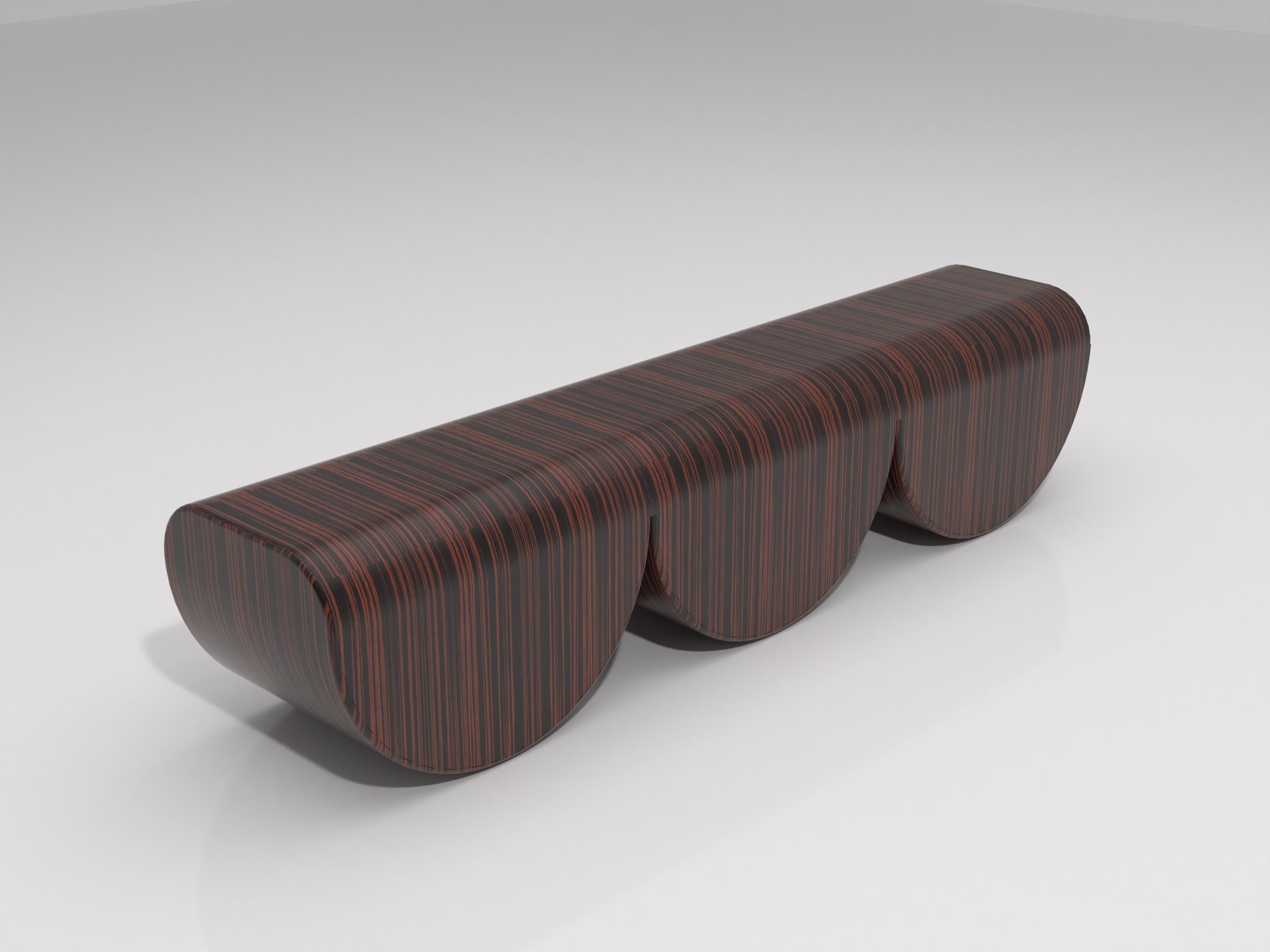 French Macassar Ebony Wood Bench Orion by Hervé Langlais France One-Off For Sale