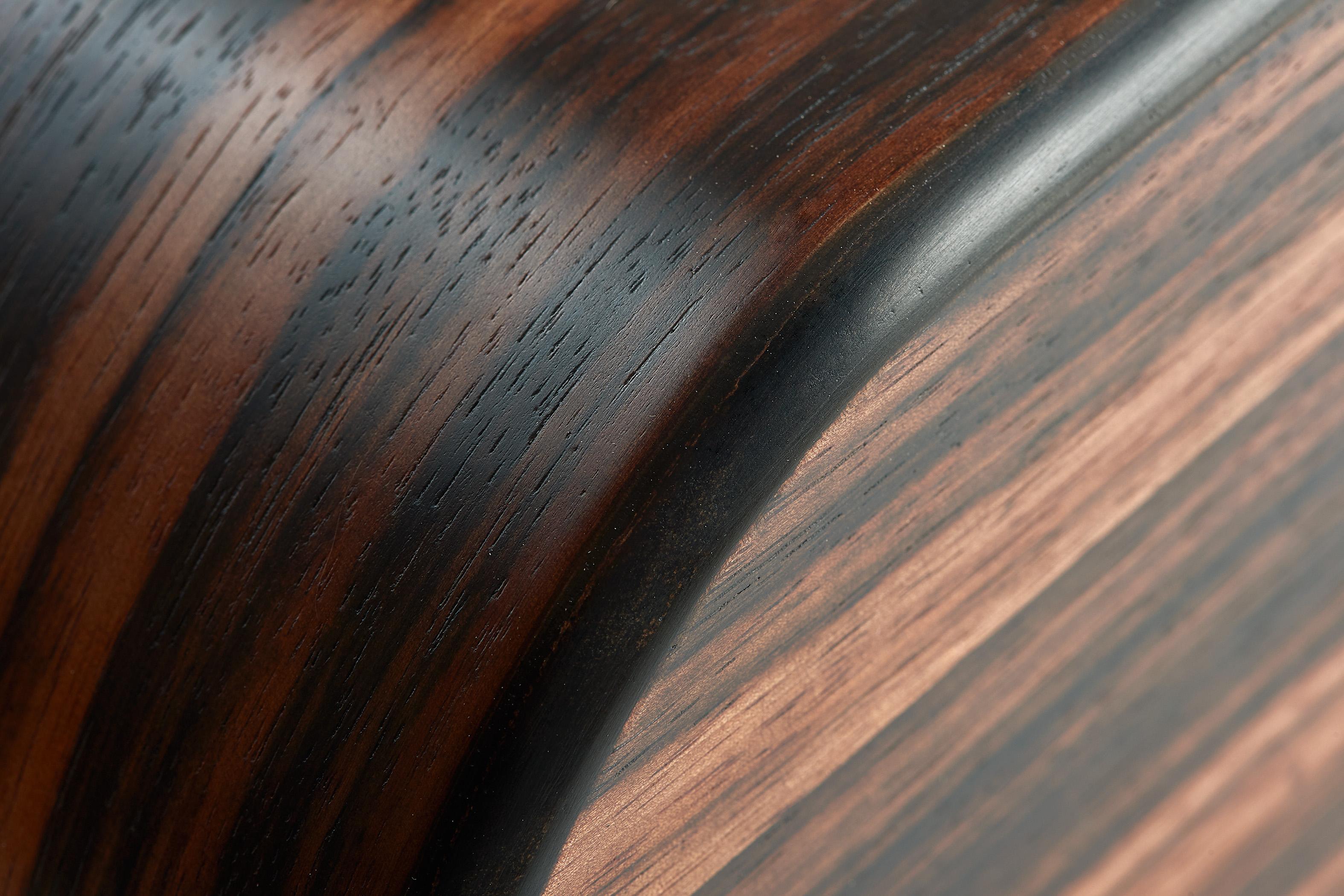 Polished Macassar Ebony Wood Bench Orion by Hervé Langlais France One-Off For Sale