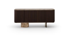 Contemporary Orvane Sideboard With Dark Wood and Marble Top