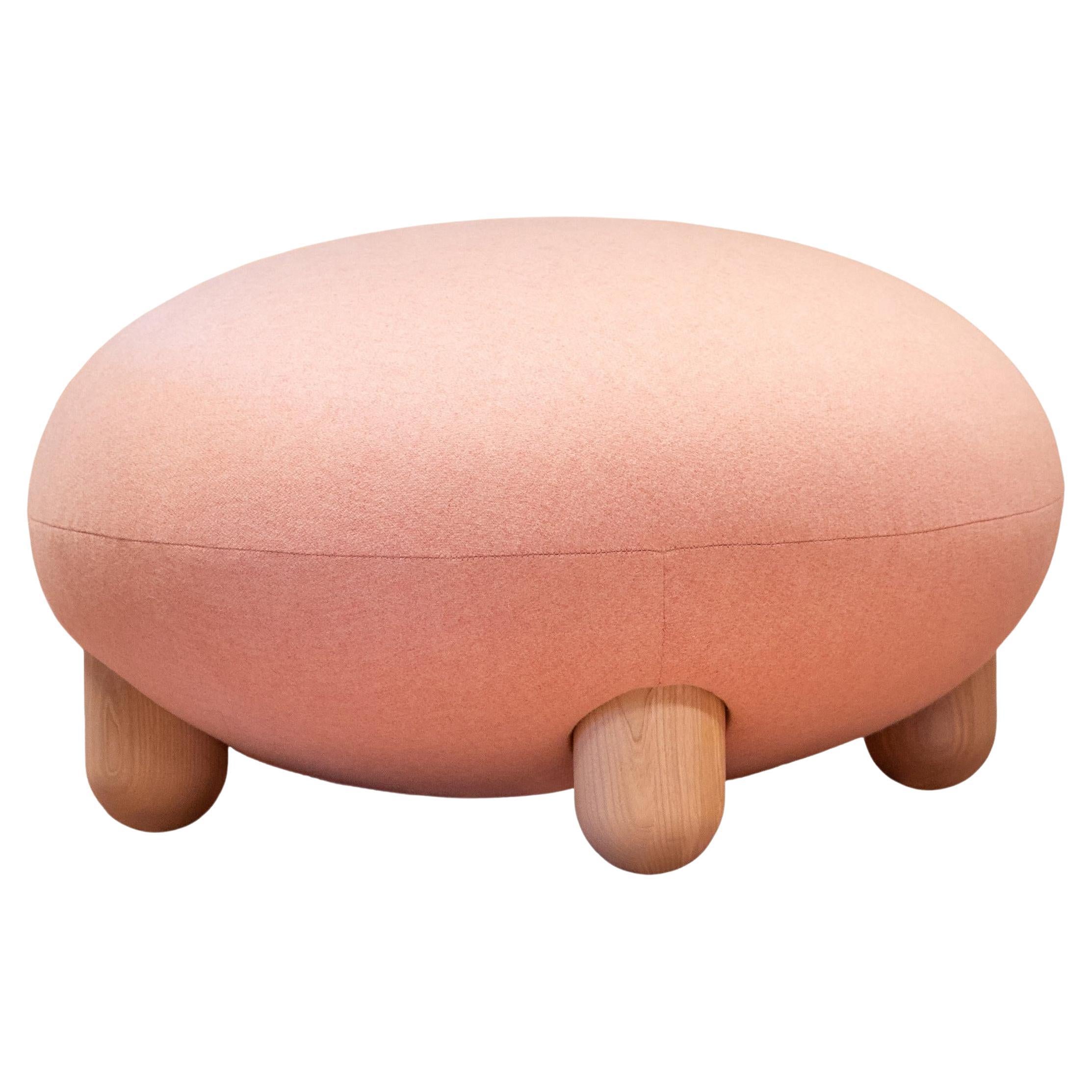 Contemporary Ottoman 'Flock' by NOOM, Wool Pink