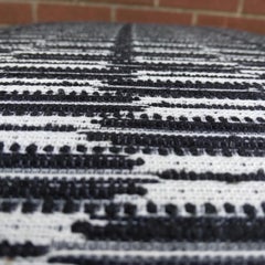 Contemporary Ottoman/Footstool in Black & White Woven Jacquard