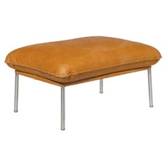 Moderner Ottoman „Pico“ von Fogia, gebürsteter Edelstahl, Vintage Cognac