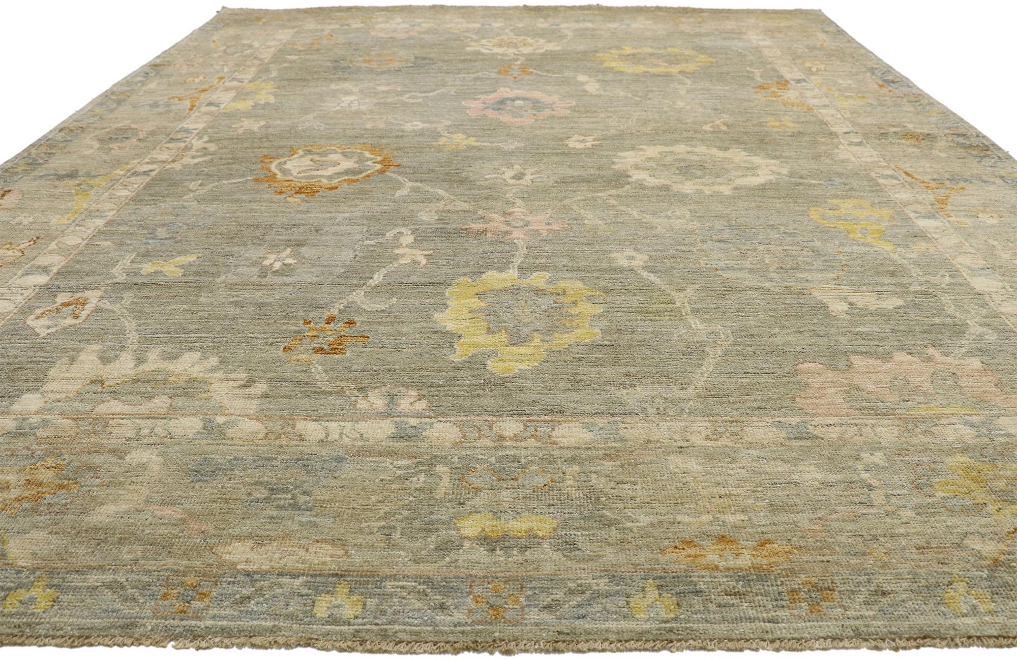French Provincial New Contemporary Oushak Area Rug  For Sale