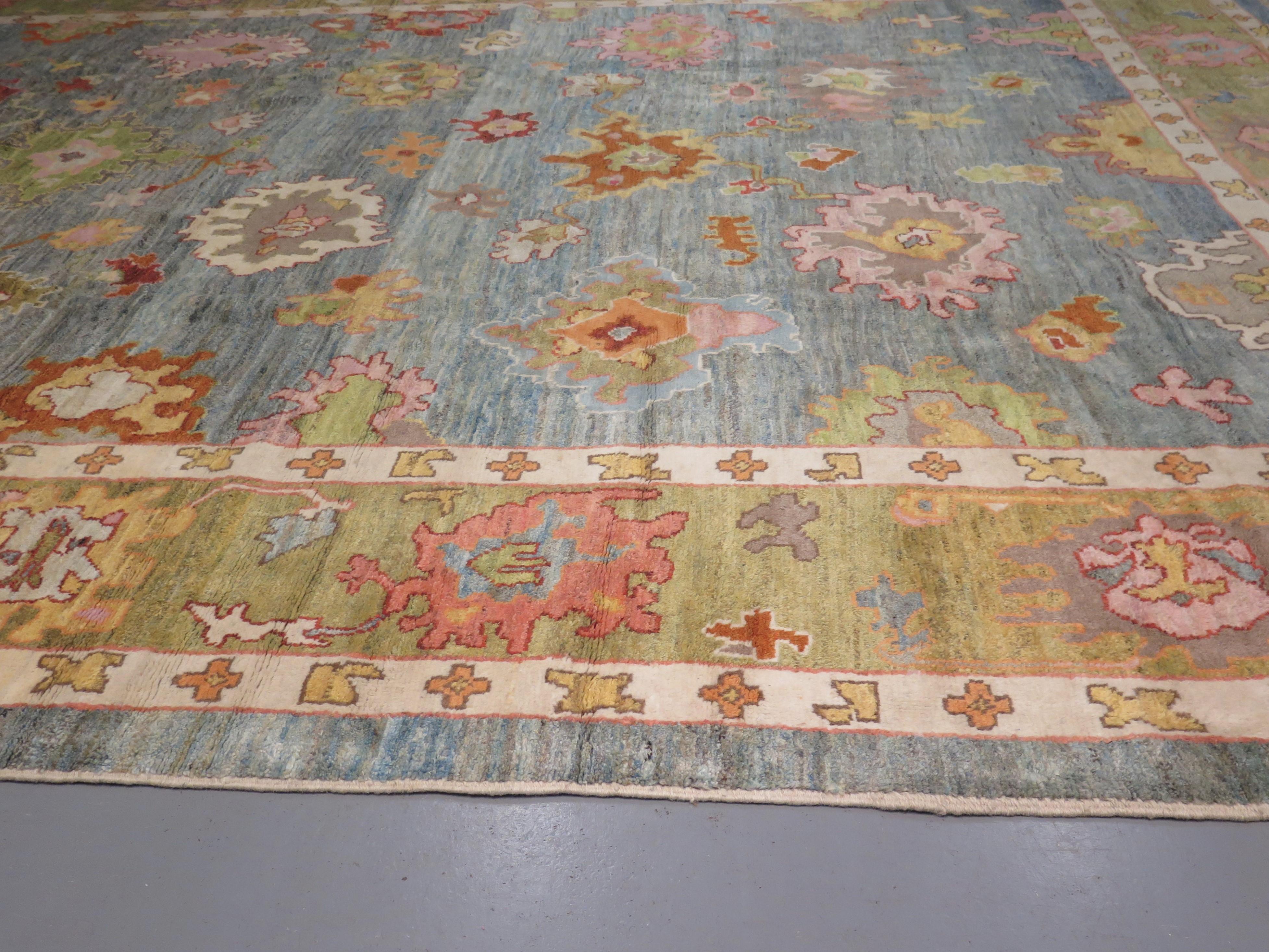 Vegetable Dyed Contemporary Oushak Carpet, Handwoven in Turkey For Sale