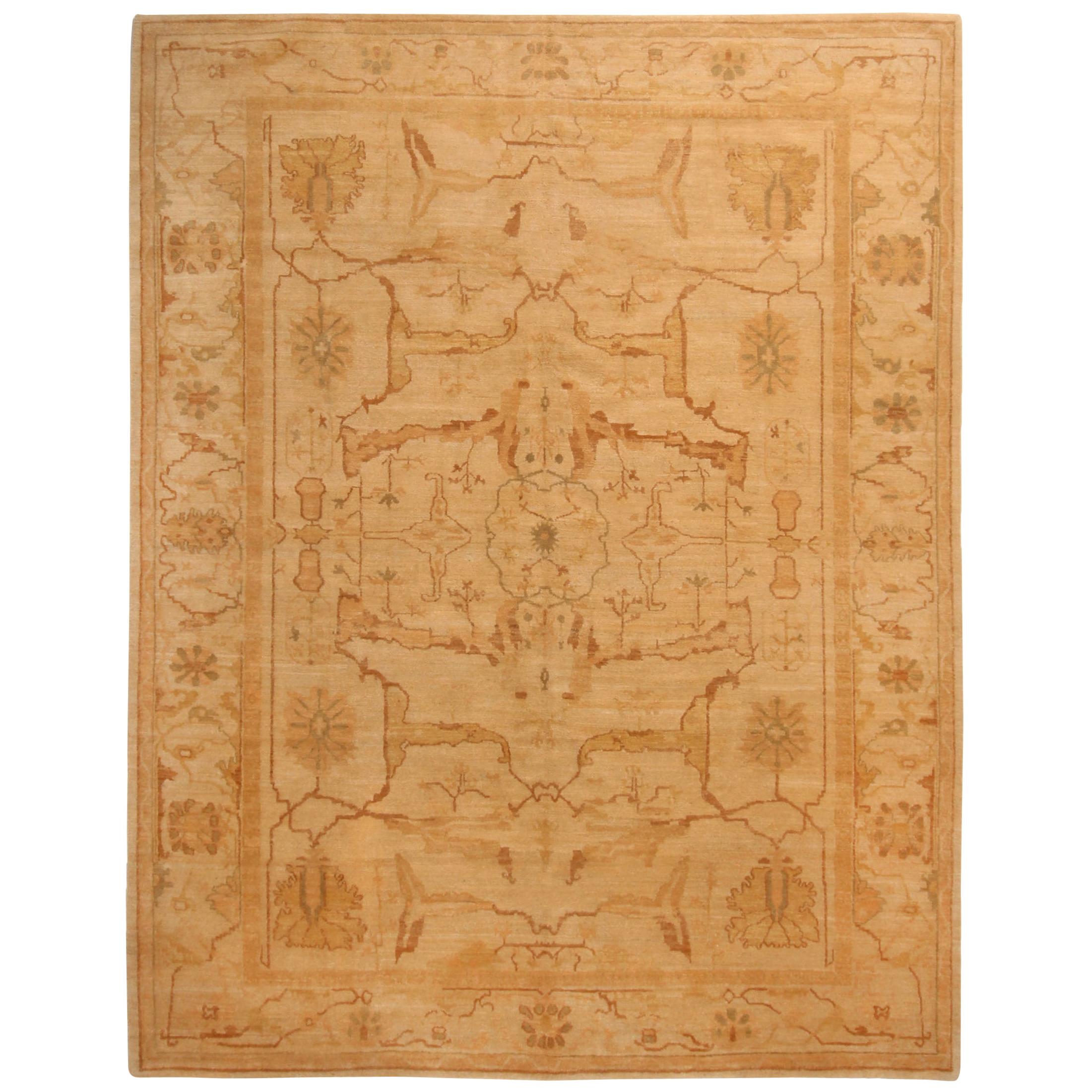 Rug & Kilim's Contemporary Oushak Inspired Design Copper and Beige Wool Rug