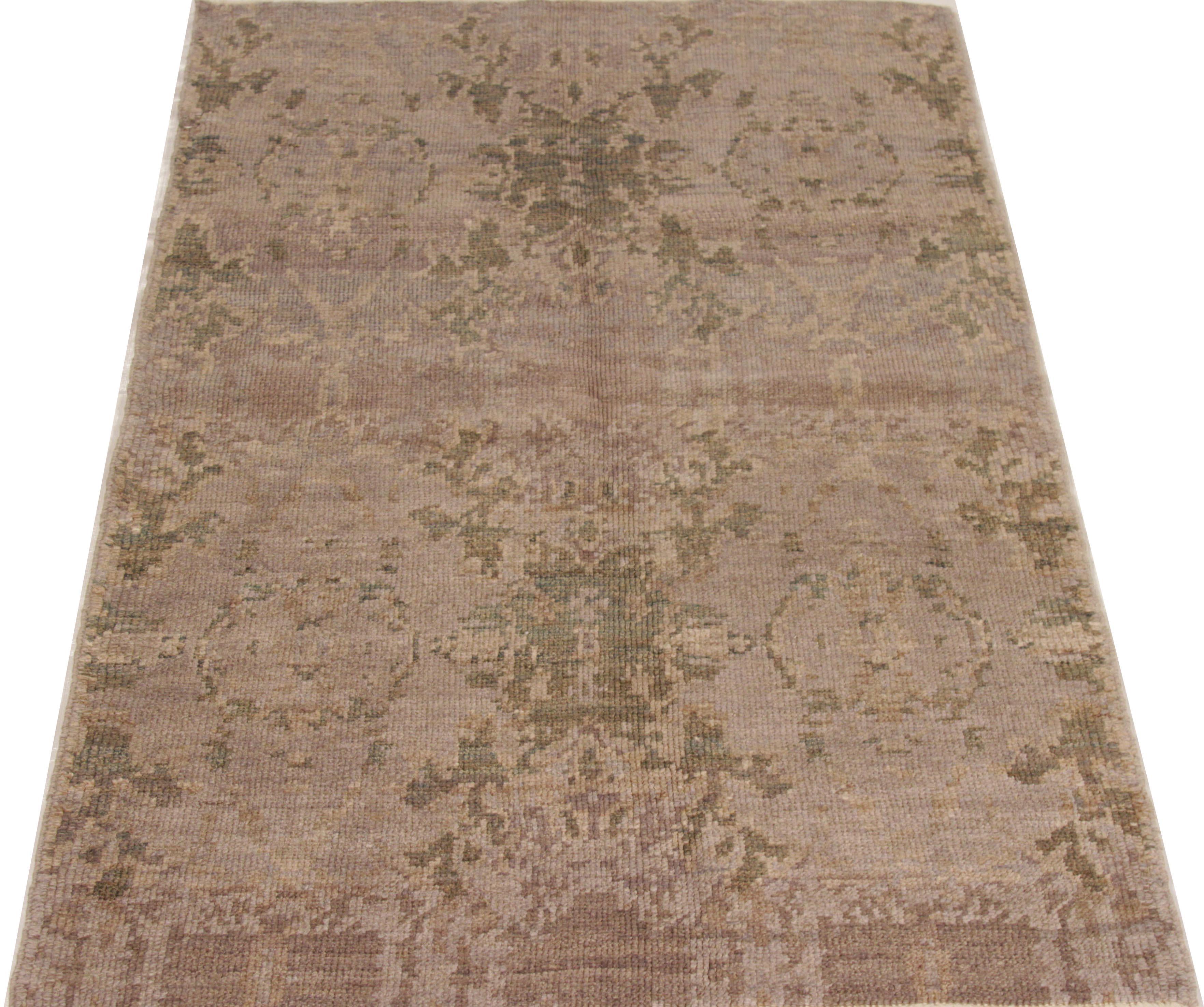 Contemporary Oushak Persian Rug in Green and Brown Garden Motif For Sale 3