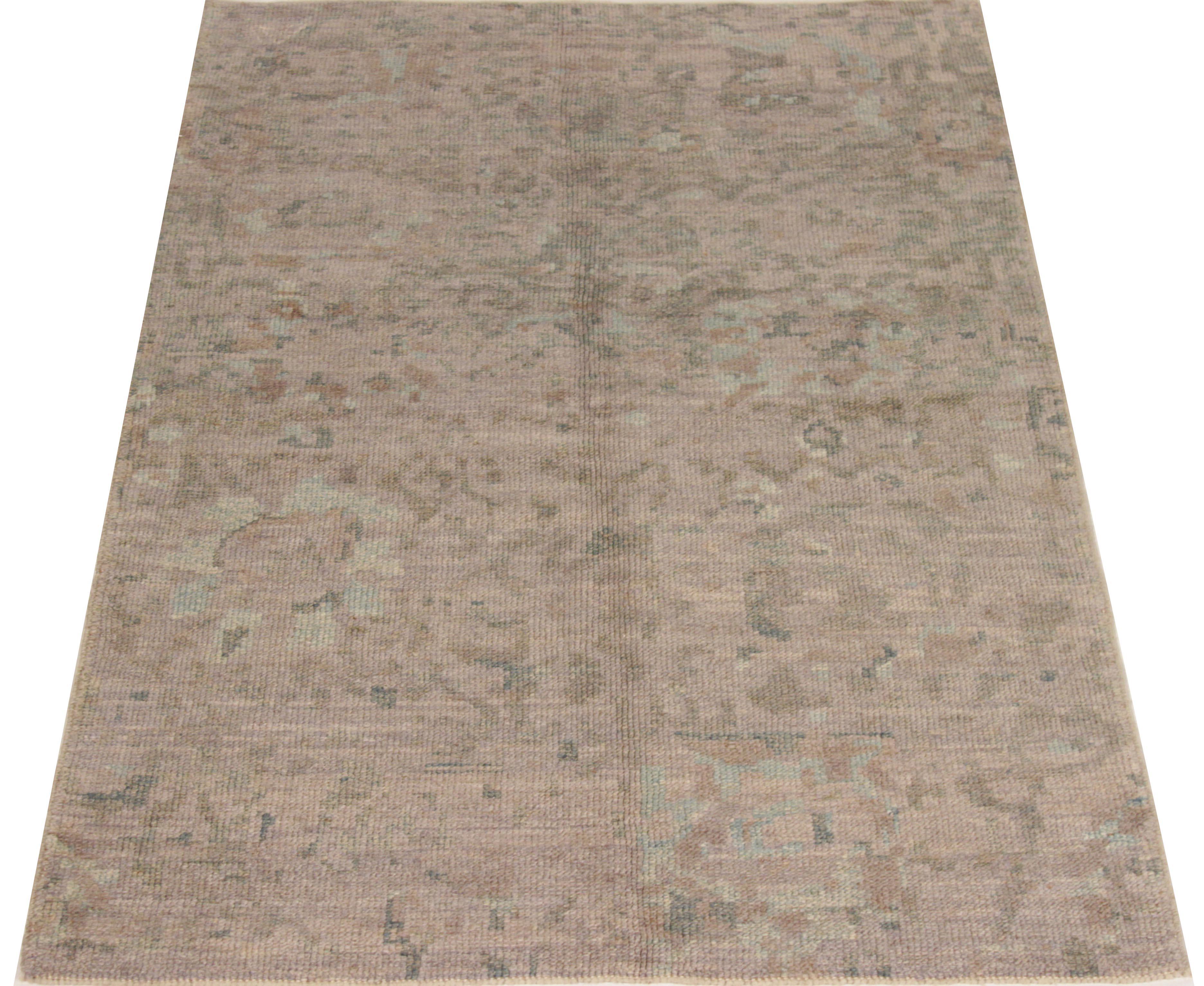 Contemporary Oushak Persian Rug with Allover Floral Motif in Green and Brown For Sale 3