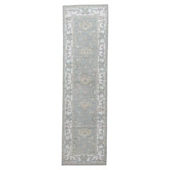 Contemporary Oushak Runner in Sage and Grey, 10'0"