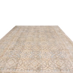 Rug & Kilim's Contemporary Oushak Style Beige Brown and Blue Wool and Silk Rug