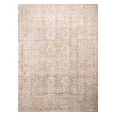 Rug & Kilim's Contemporary Oushak Style Beige Brown and Blue Wool and Silk Rug