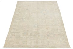 Contemporary Oushak Style Hand-Knotted Wool Rug - Muted Pastels & Cream 10x14