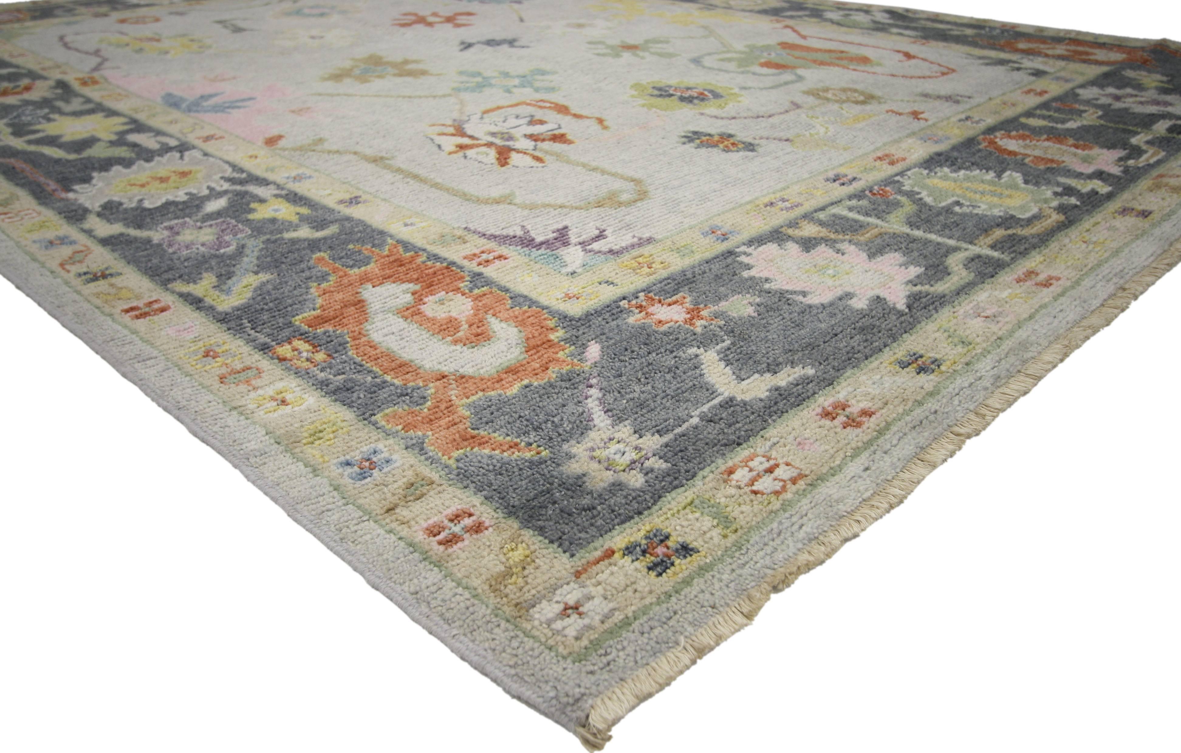 New Contemporary Oushak Style Rug with Boho Chic Style and Modern Design For Sale 2