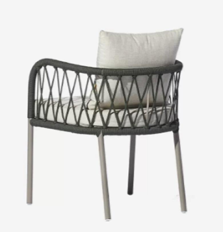 Modern Contemporary Outdoor Armchair, Aluminum with Nautical Rope Pattern For Sale