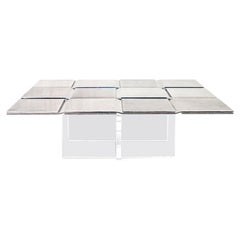 Modern Outdoor Center Table Clear Acrylic and Brushed Aluminum