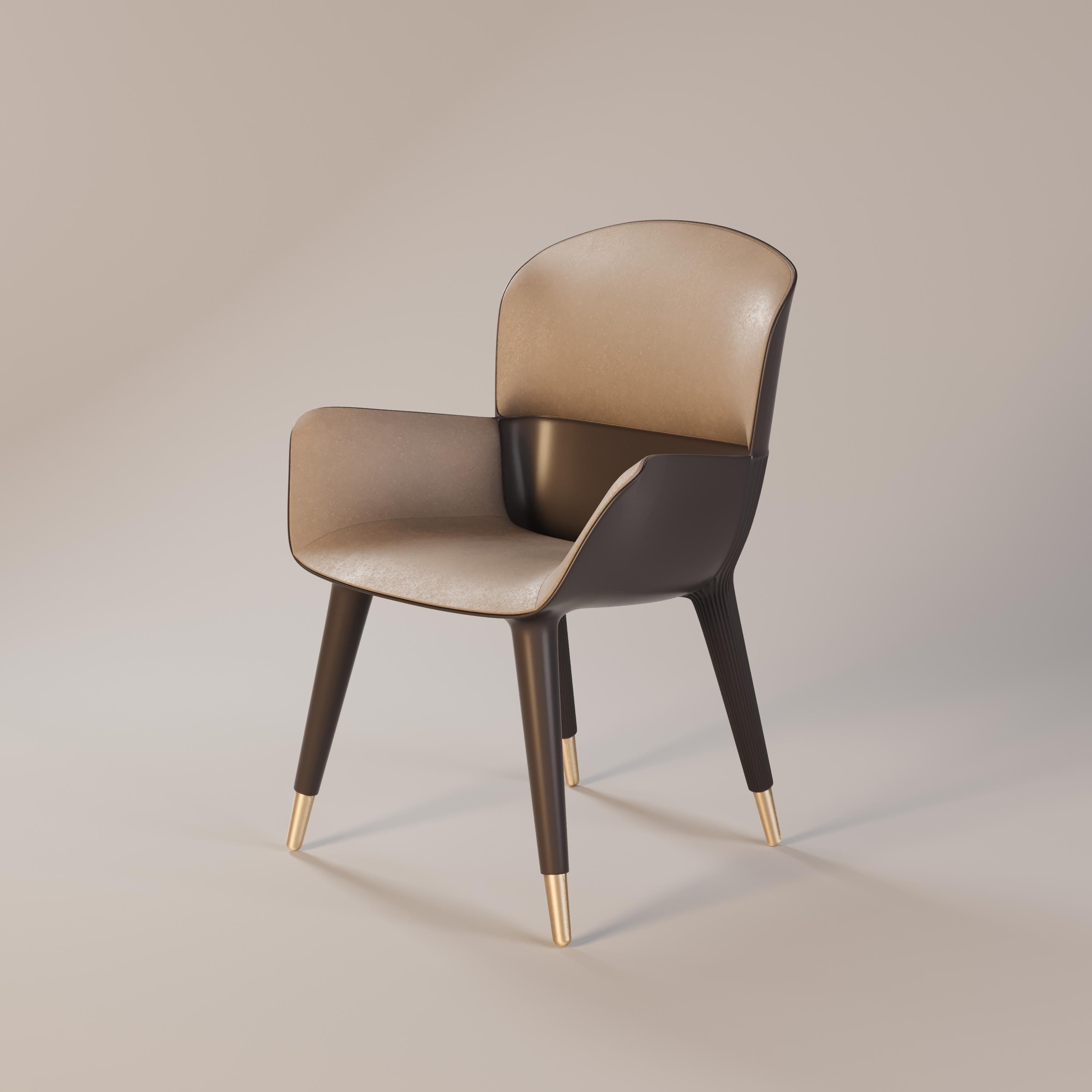 Fauteuil de salle à manger d'extérieur Modernity avec revêtement en cuir Brown Neuf - En vente à Santo Tirso, PT