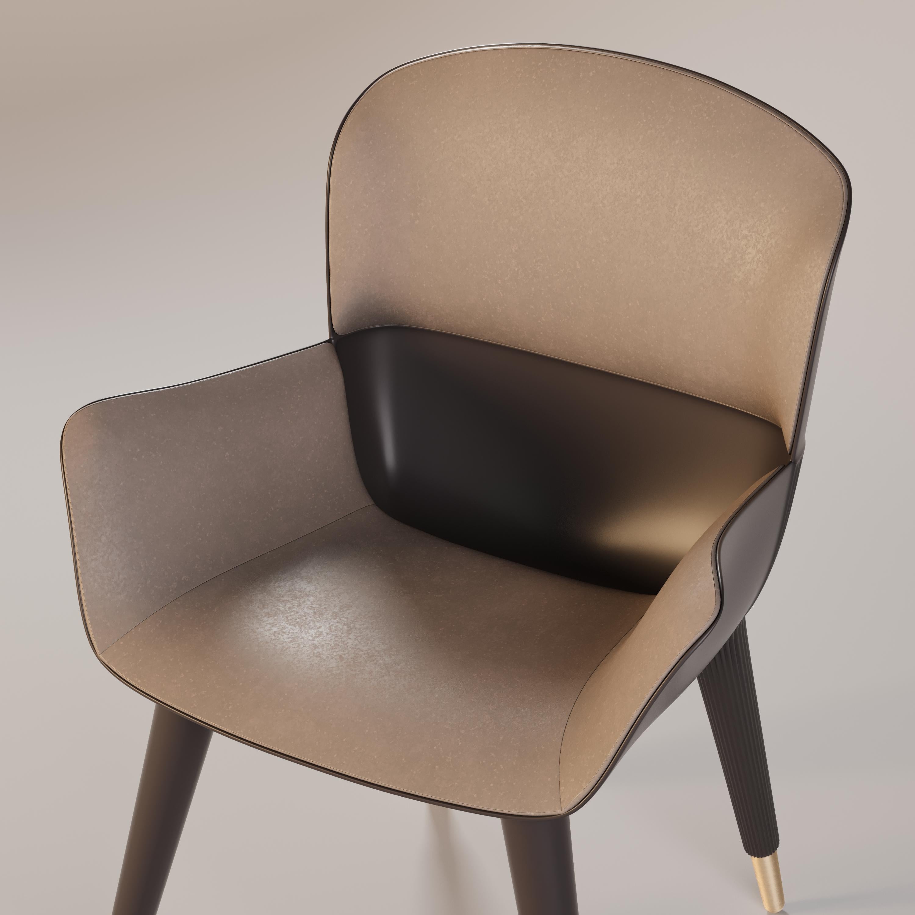 XXIe siècle et contemporain Fauteuil de salle à manger d'extérieur Modernity avec revêtement en cuir Brown en vente