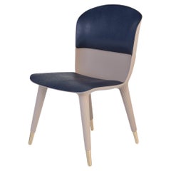 Contemporary Outdoor Dining Chair in Cream Fiberglass with Leather