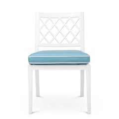 Contemporary Outdoor Dining Chair with Mineral Blue Sunbrella Cushion