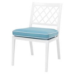 Contemporary Outdoor Dining Chair with Mineral Blue Sunbrella Cushion