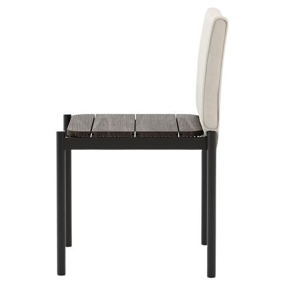 Modern Contemporary Outdoor Dining Chair With Upholstered Backrest & Metallic Legs For Sale