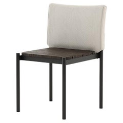 Contemporary Outdoor Dining Chair With Upholstered Backrest & Metallic Legs
