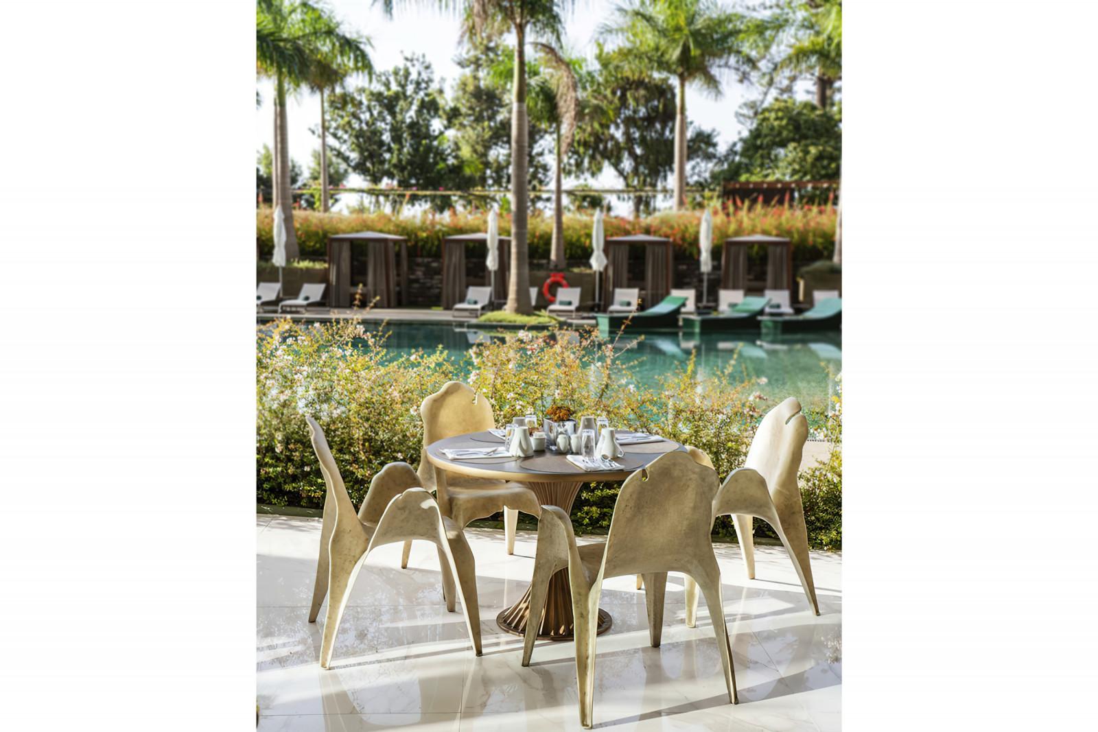 Modern Contemporary Outdoor Dining Chairs Organically Shaped For Sale