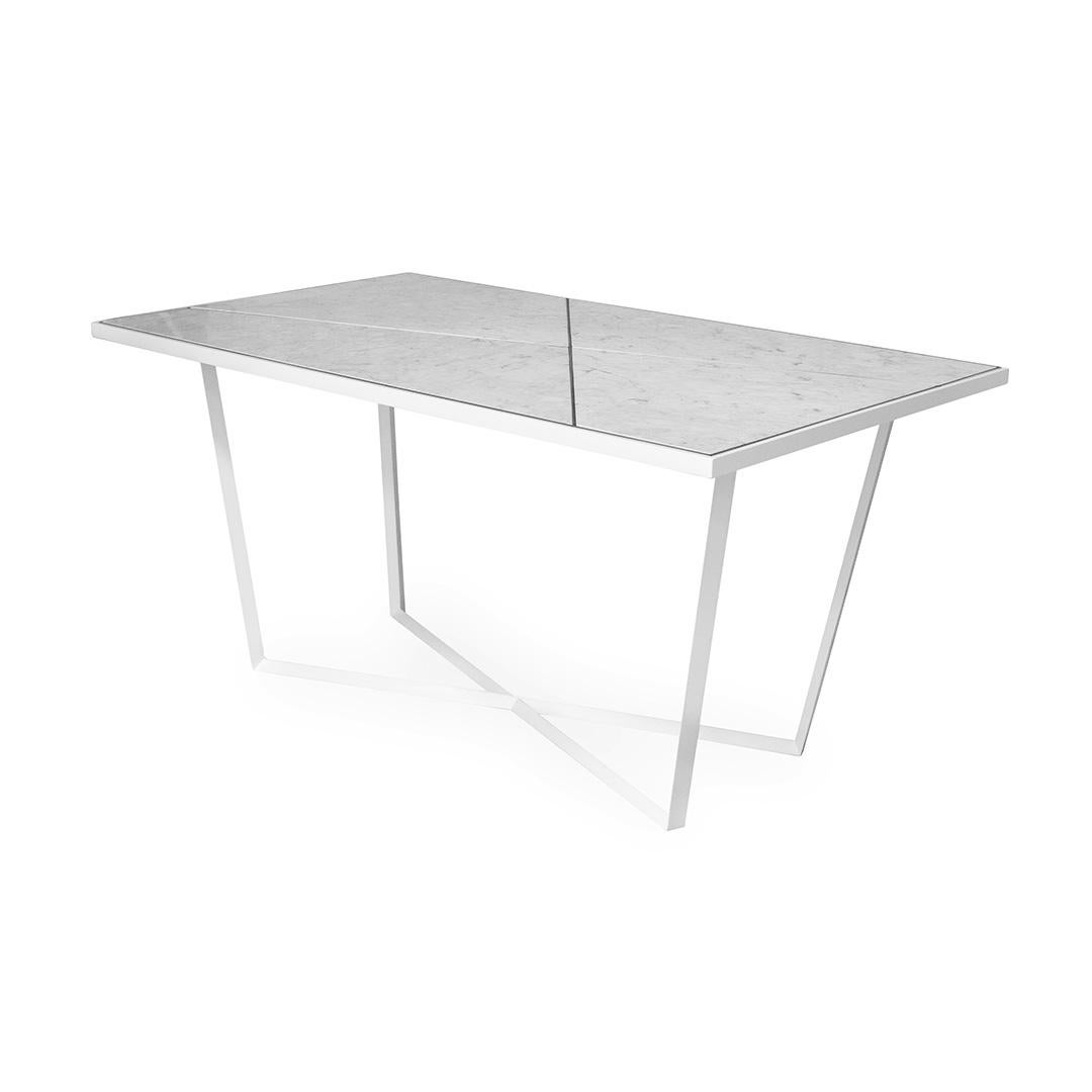 Contemporary Modern Outdoor Dining Table with Natural Marble For Sale