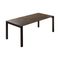 Contemporary Outdoor Dining Table, Ceramic/Stainless Steel