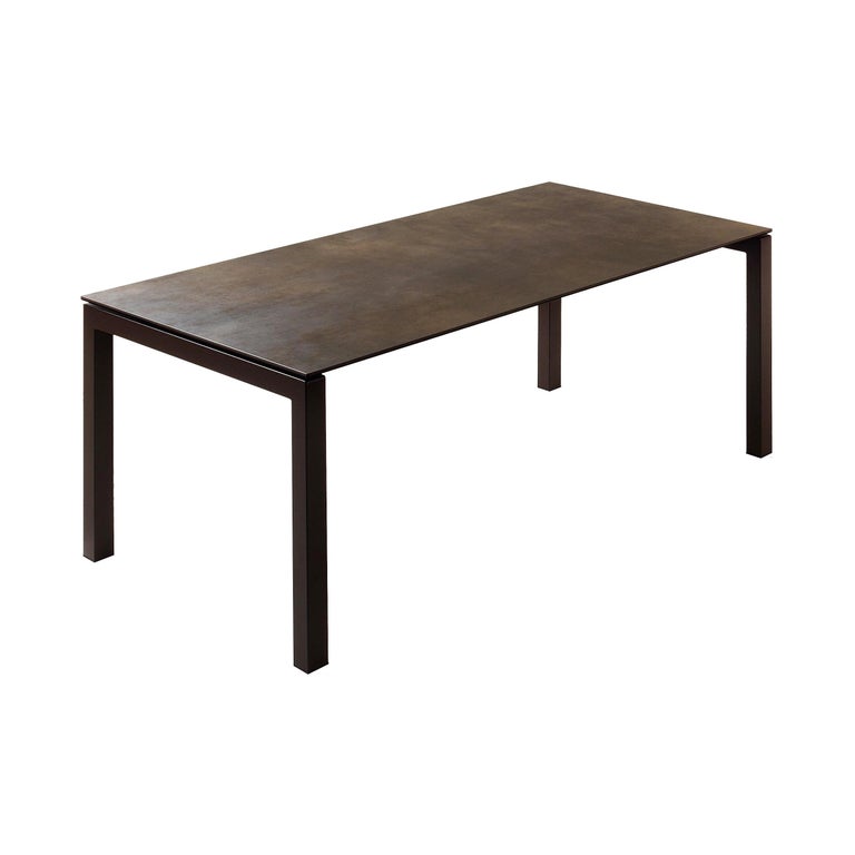 Contemporary Outdoor Dining Table, Ceramic/Stainless Steel For Sale at 1stDibs