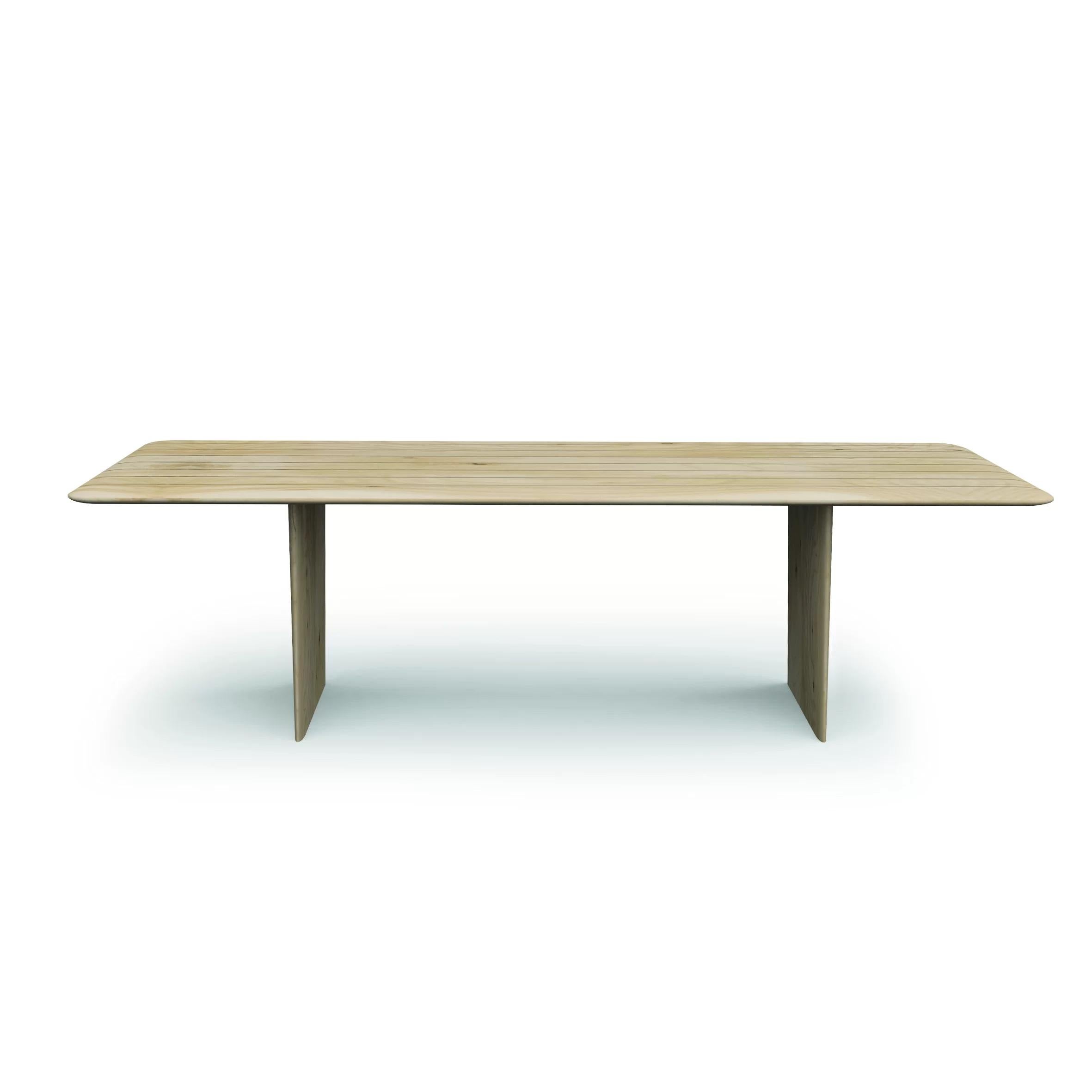 Mesa de comedor exterior contemporánea, ocho taburetes de madera maciza de cedro Italiano en venta