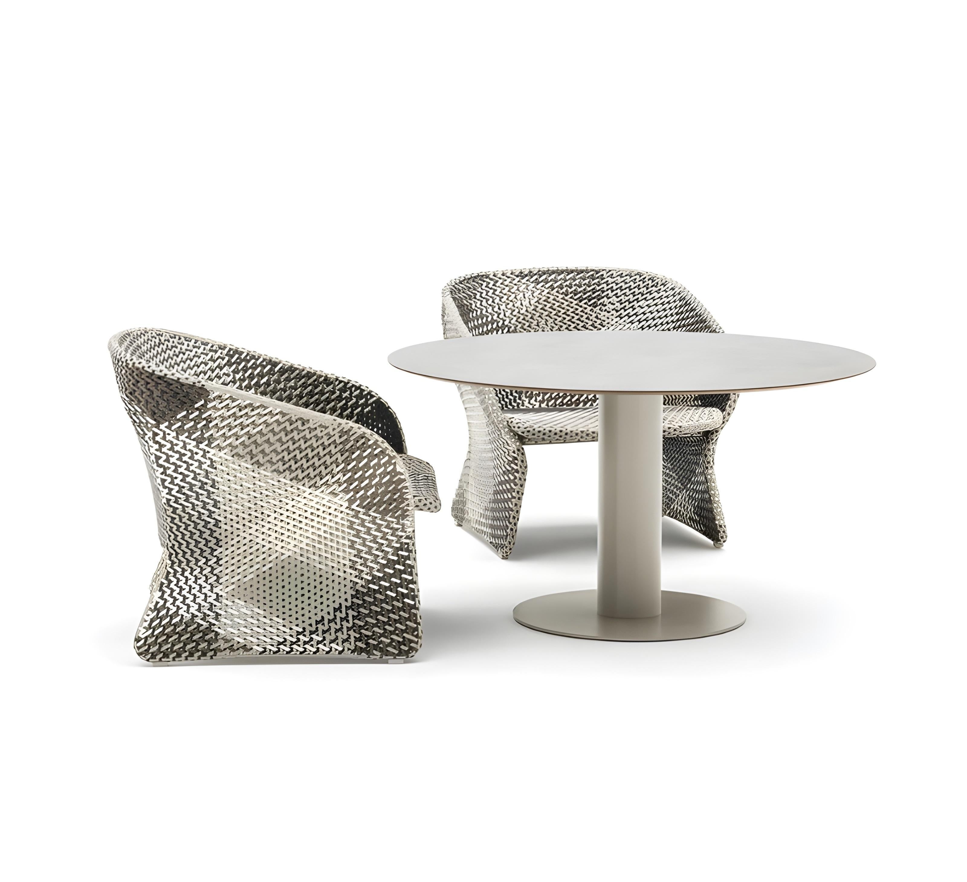 Table de salle à manger d'extérieur Contemporary Ft. Top rond en marbre de Carrare en vente 1