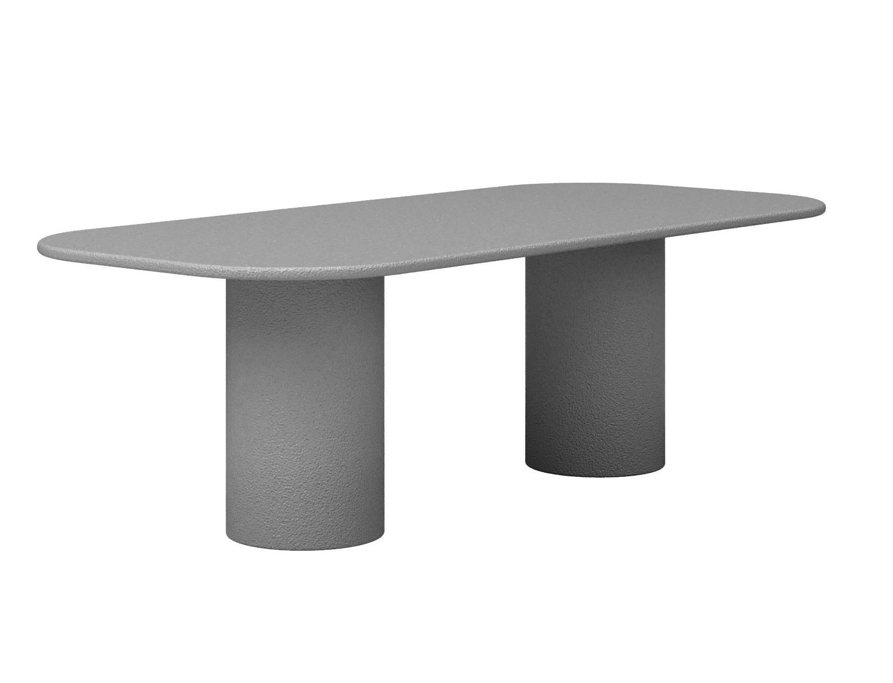 Portuguese Contemporary Outdoor Dining Table in Textured Grey Resin For Sale