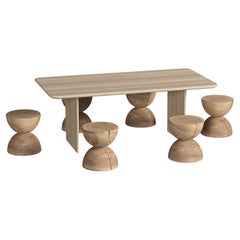 Contemporary Outdoor Dining Table, sechs Hocker aus massivem, duftendem Zedernholz