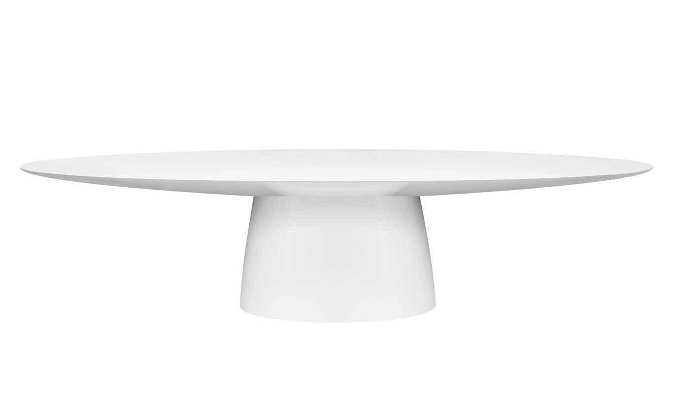 Resin Contemporary Outdoor Dining Table, White Lacquer For Sale