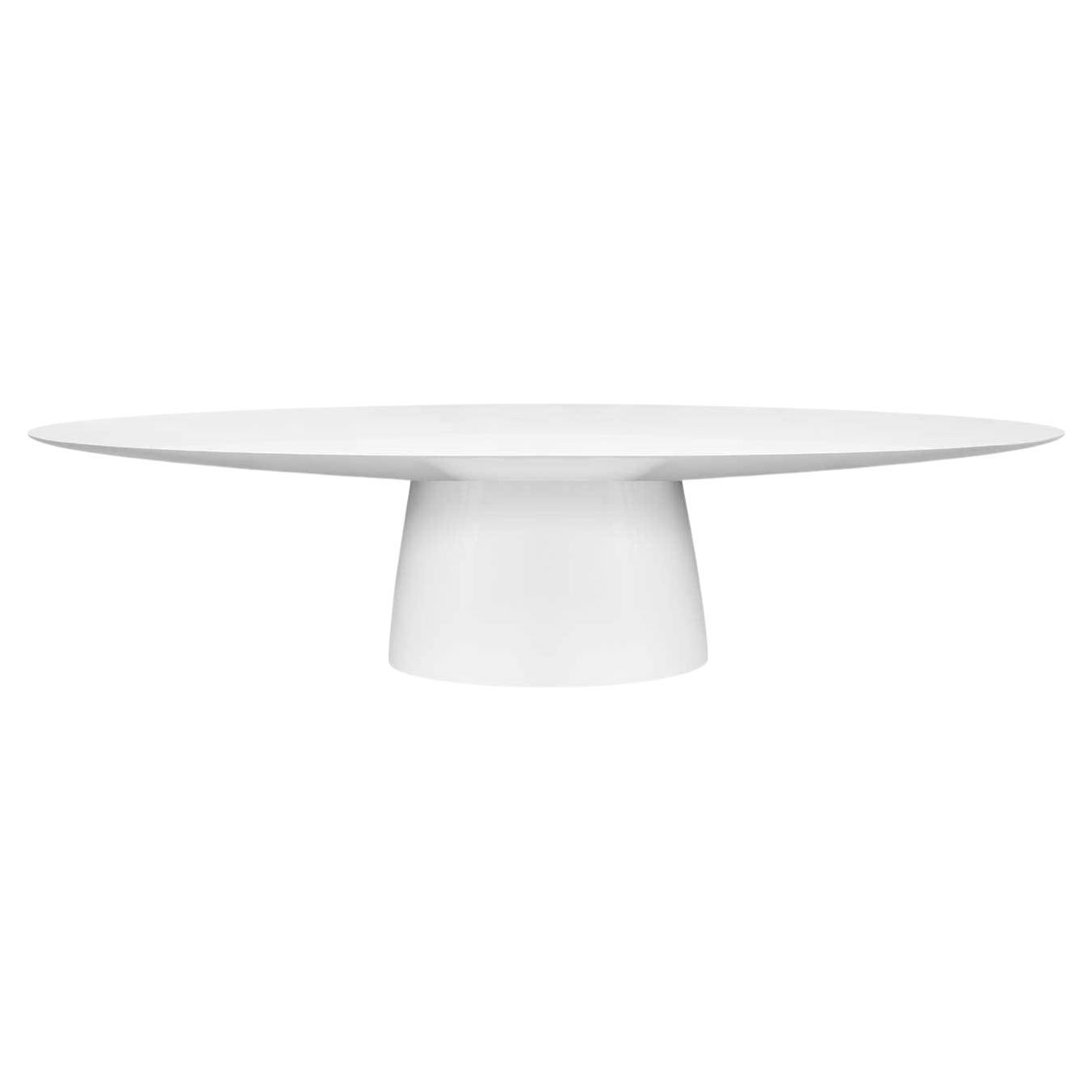 Contemporary Outdoor Dining Table, White Lacquer