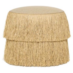 Contemporary Outdoor Fringes Stool Made With Rattan Weaves