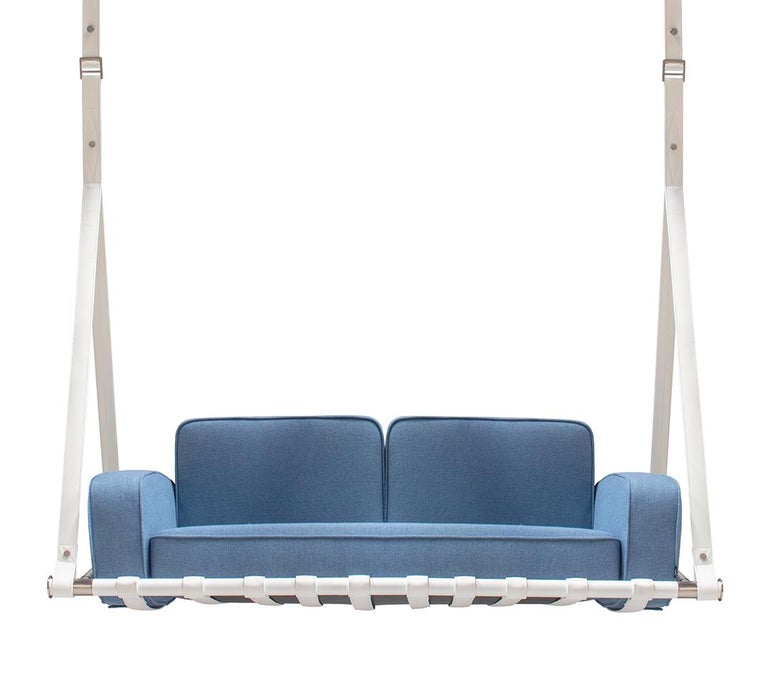 Outdoor Hanging Sofa with White Lacquered Finish and WaterResistant