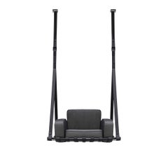 Modern Outdoor Swing Chair in Black Stainless Steel with Black Waterproof Fabric