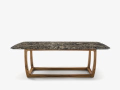 Mesa de comedor contemporánea de mármol para exterior, seis sillas de comedor de teca maciza