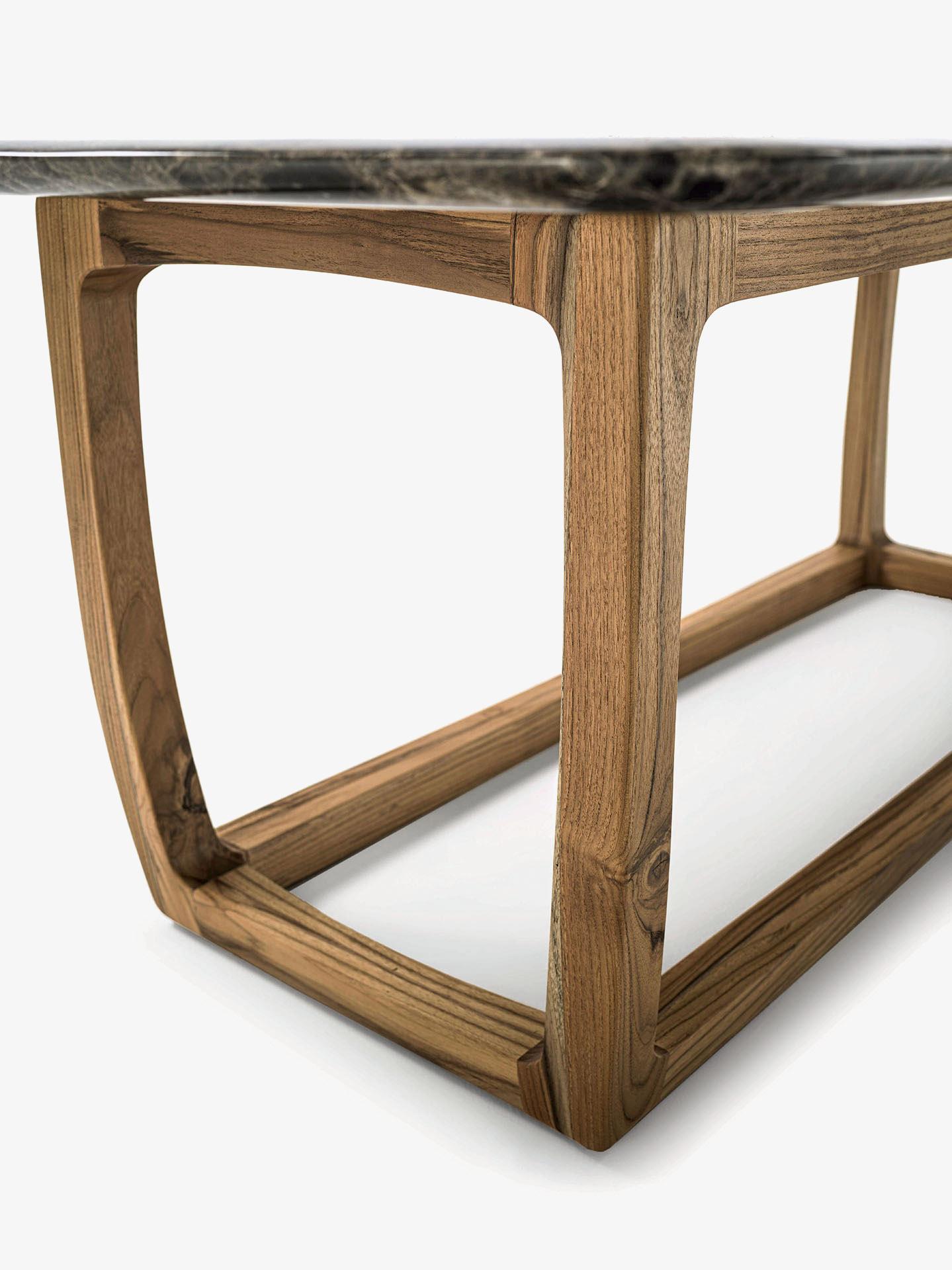 Mesa de comedor contemporánea de mármol para exterior, seis sillas de comedor de teca maciza Siglo XXI y contemporáneo en venta