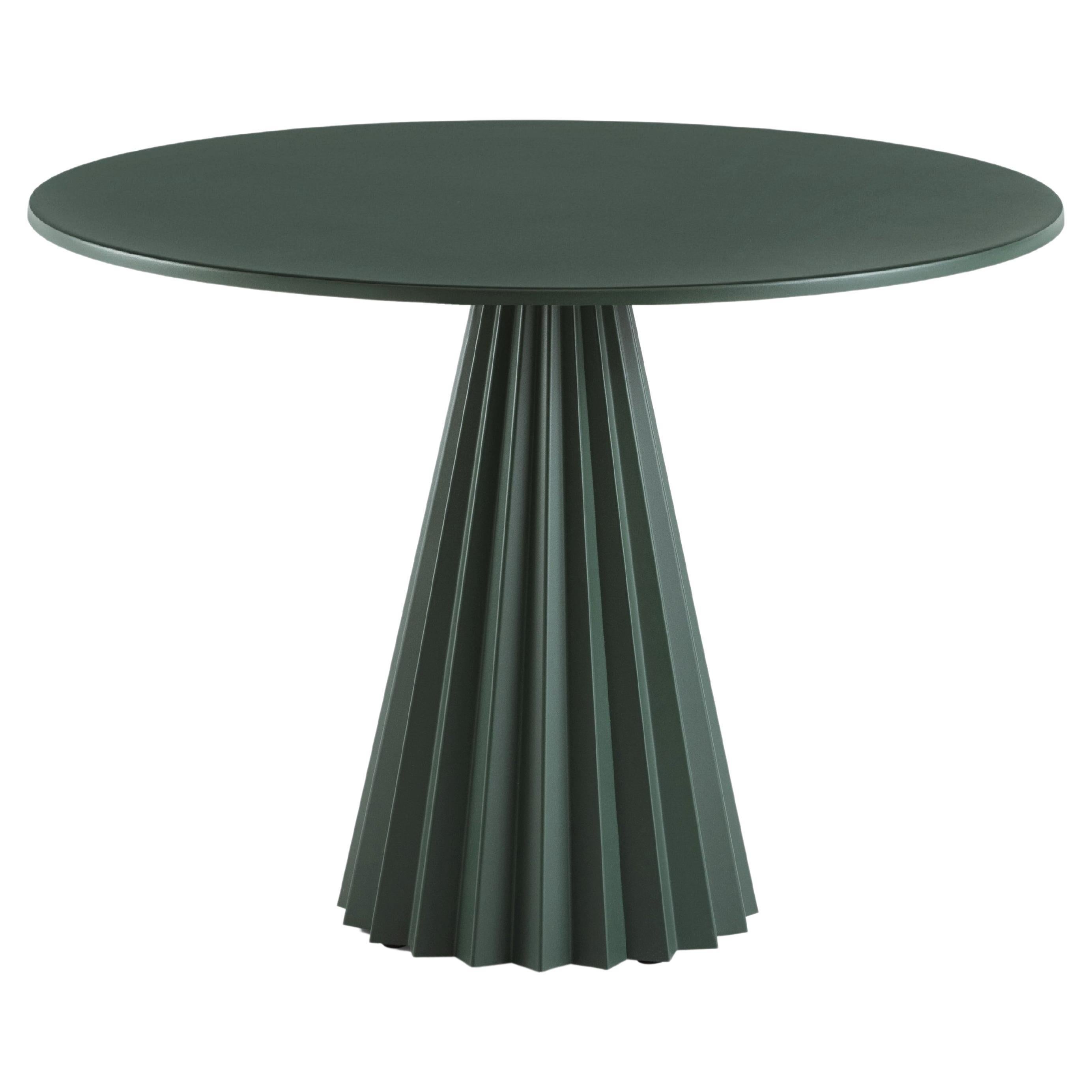 Contemporary Outdoor Metal Table Ft. Pleated Base For Sale