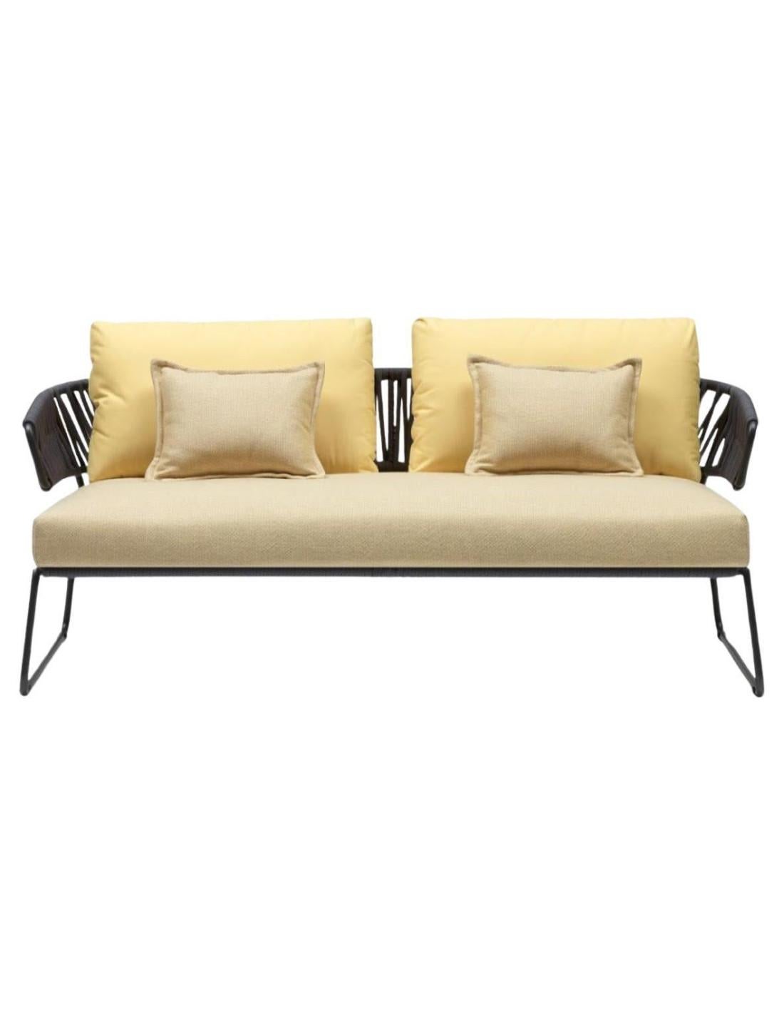Modern Contemporary Outdoor or Indoor Sofa with two Yellow Outdoor or Indoor Armchairs For Sale